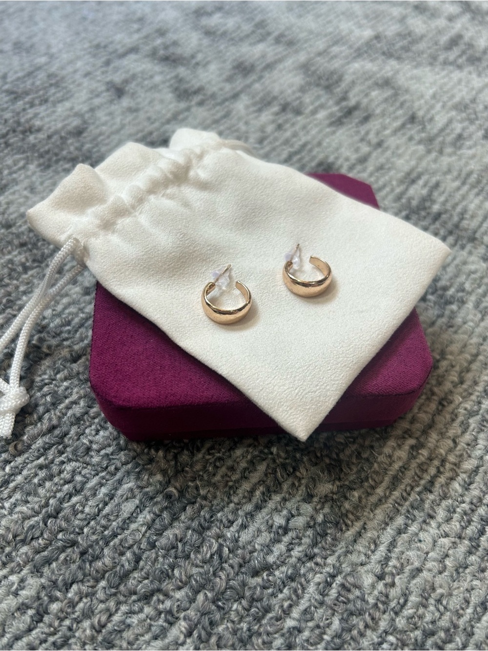 Classic Gold Mini Hoop Huggie Stud Earrings Polished Gold Tone Set✨